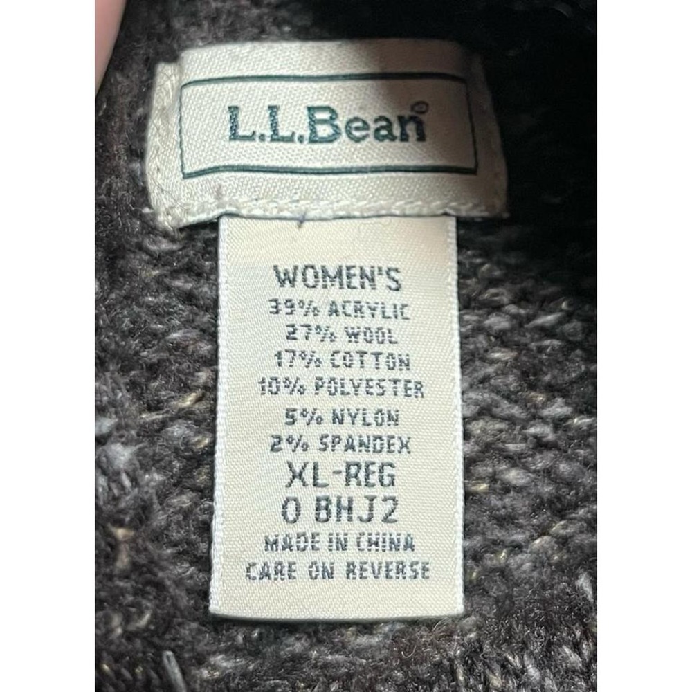 L.L.Bean Women's Cable Knit Button Cardigan Sweater Gray Wool Blend XL Regular - Picture 4 of 5